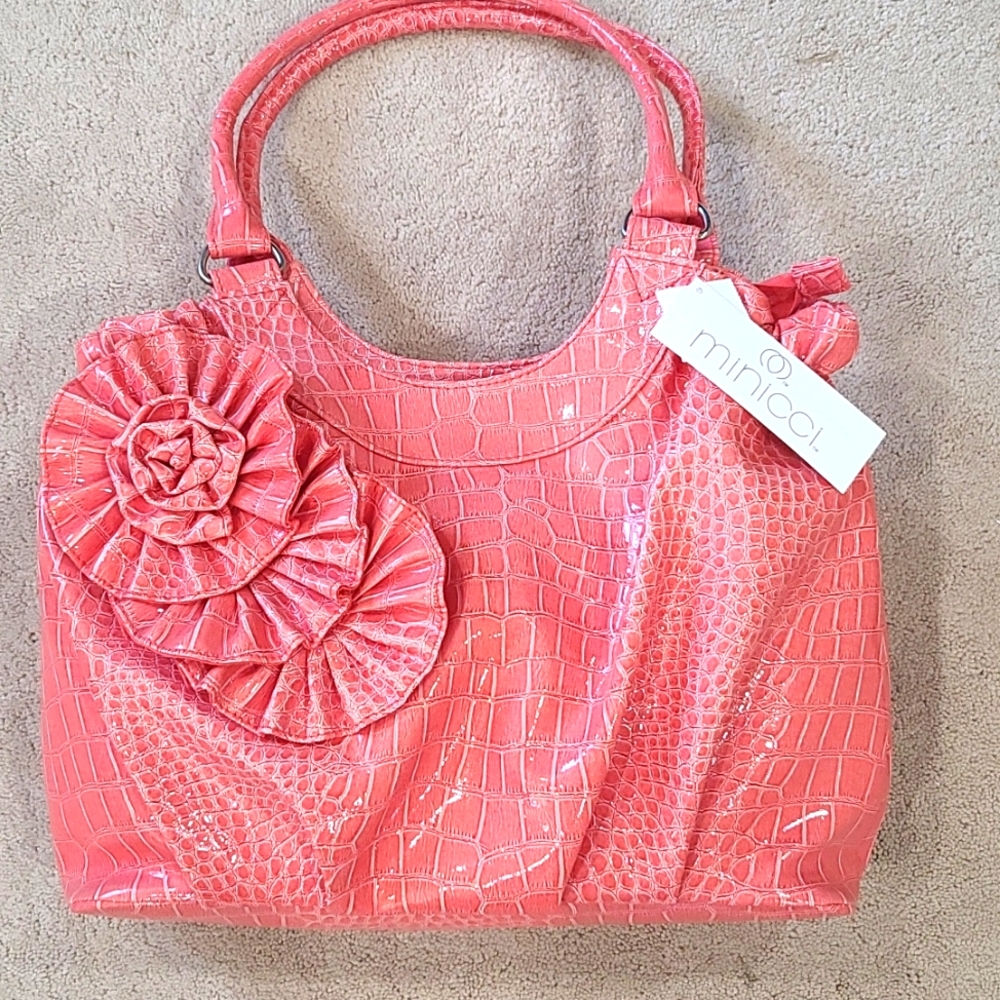 Coral Flowered Purse
